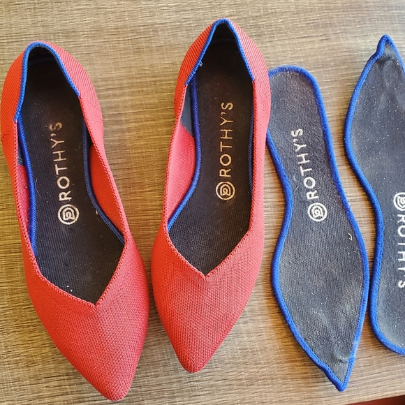 Rothy's Cherry Red (Retired) Pointed Toe Flats. - Picture 10 of 16